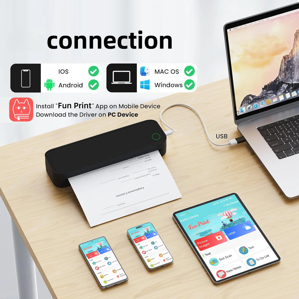 A4 ink free portable printer